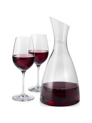 Accesorios vino decantador con 2 copas de vino prestige de vidrio con logo vista 1