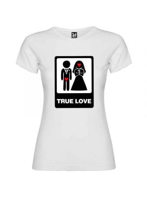T-shirt blanc pour femme avec design true love spécial pour les enterrements de vie de garçon avec impression visible 1